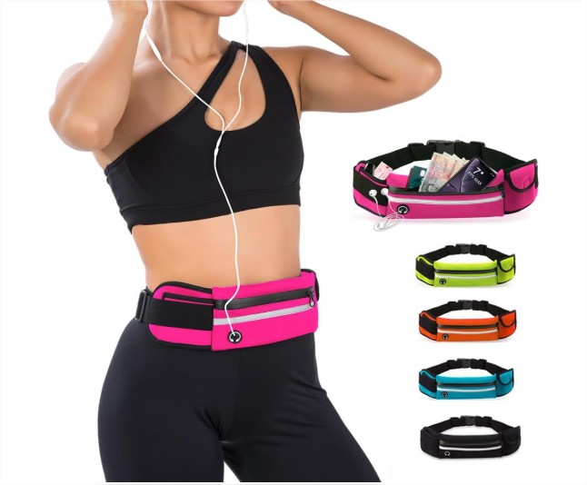 Running Belts for Women Waterproof Running Waist Bag Phone Holder Adjustable Sports Belt Bag with Headphone Port