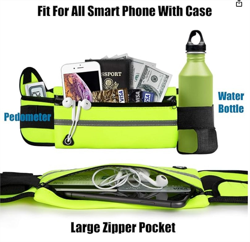 Running Belts for Women Waterproof Running Waist Bag Phone Holder Adjustable Sports Belt Bag with Headphone Port